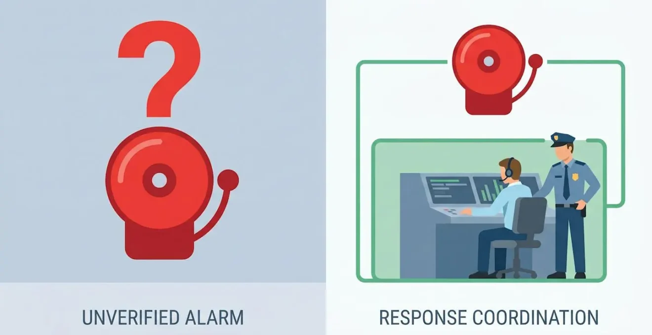 Comparaison visuelle entre une alarme seule et un système avec télésurveillance.